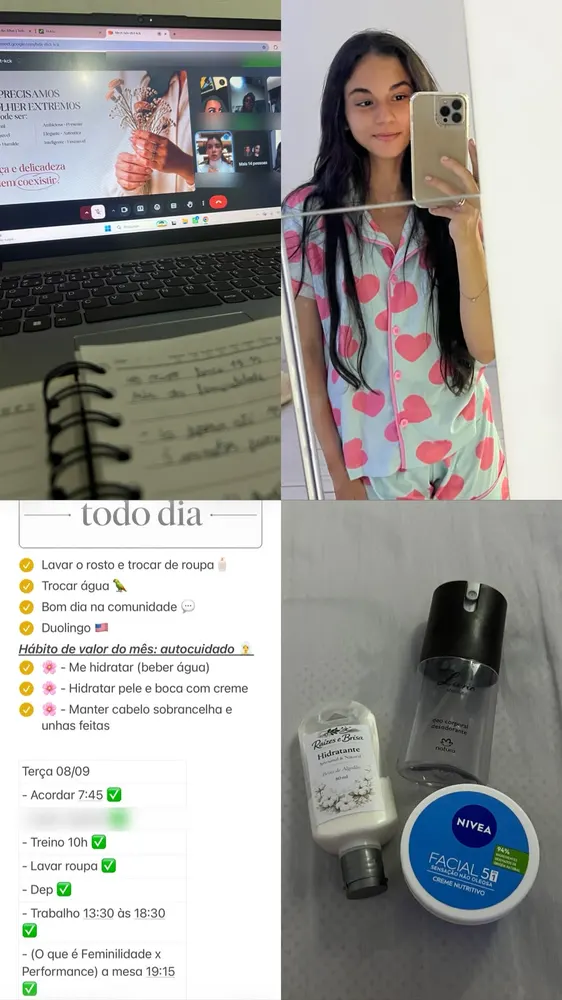 Participante acompanhando um encontro ao vivo e sua rotina de hábitos
